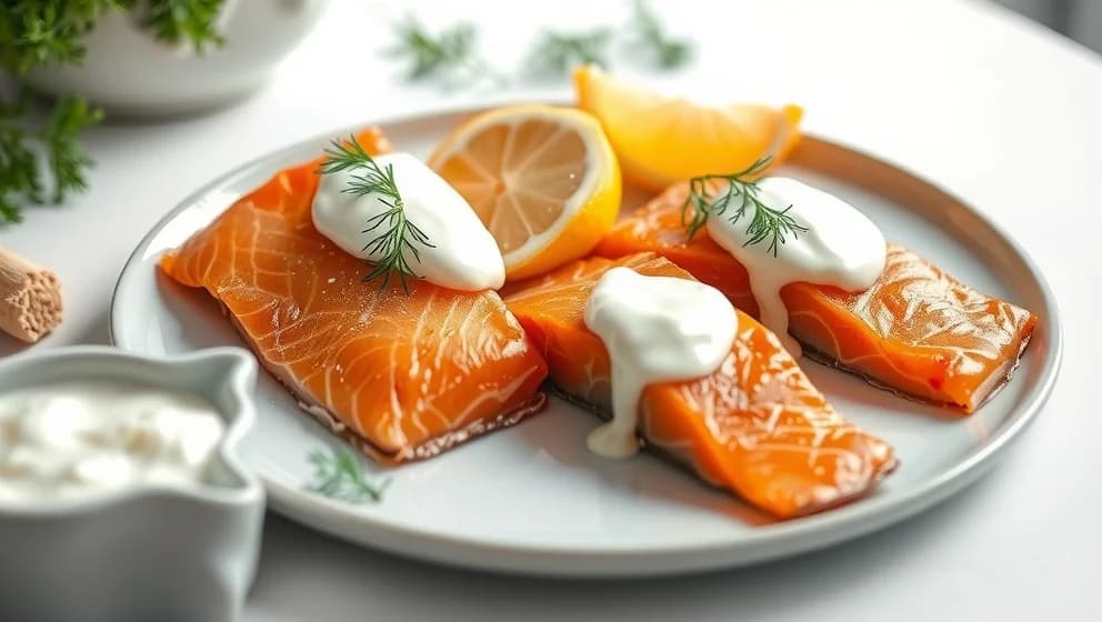 Kall sås till varmrökt lax som smakar bra