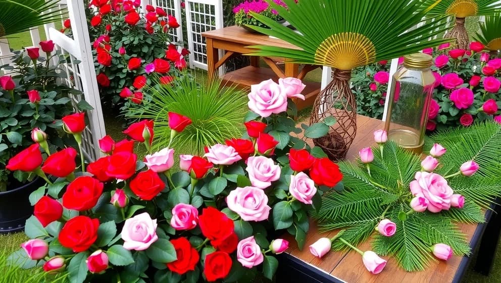 Palmblad och rosor på svenska trädgårdar