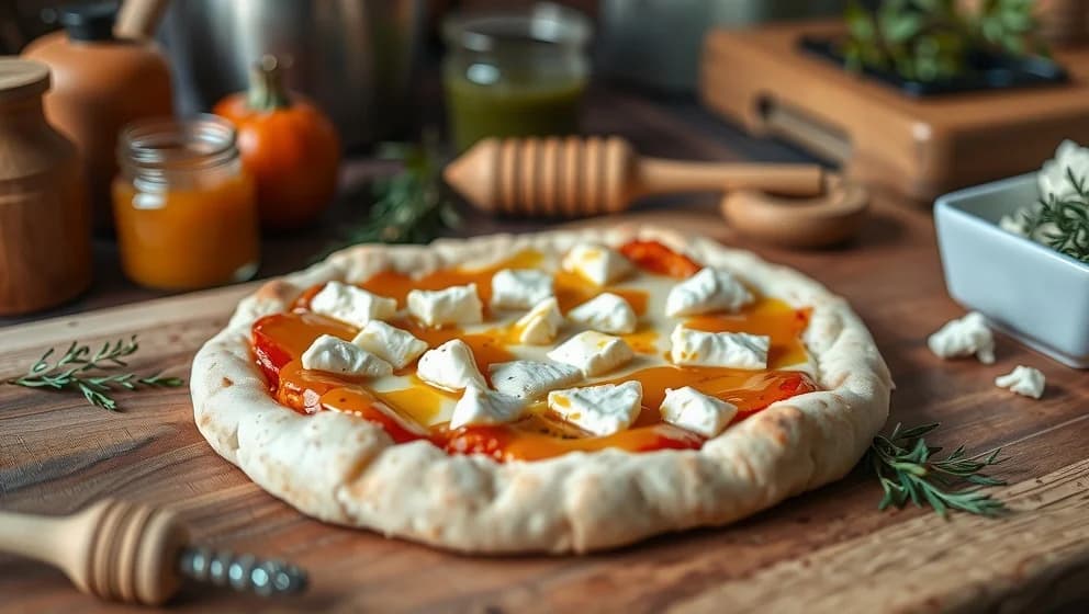 Pizza bianco chèvre honung smak som överraskar